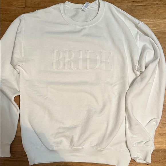 “BRIDE” White Crewneck Sweatshirt Size S - Picture 2 of 5